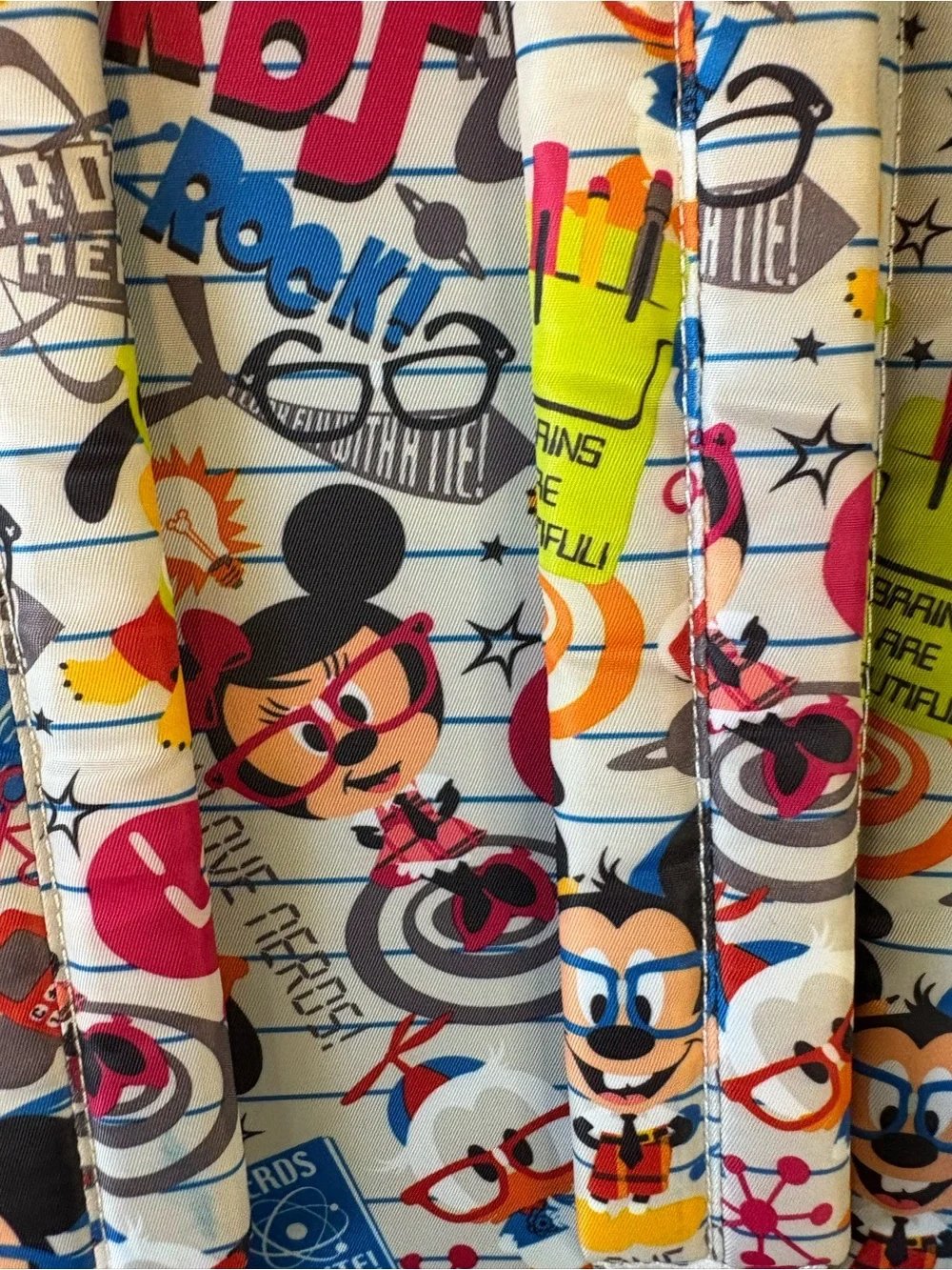 Disney Kids Cartoon Print Backpack in White, Yellow, Pink, Blue